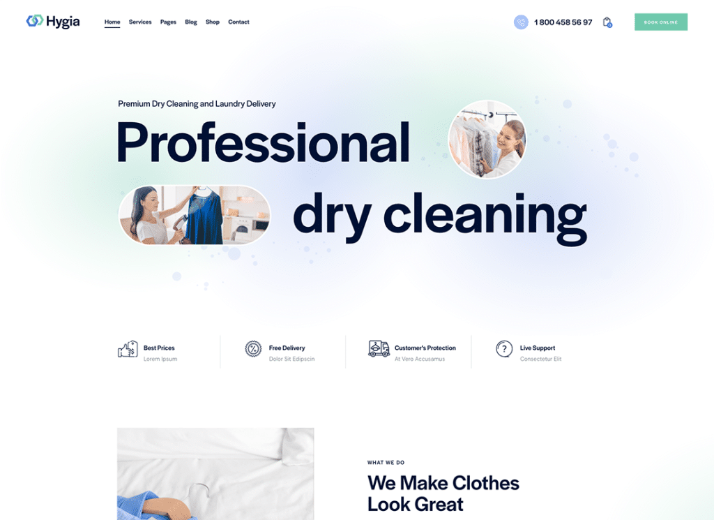 Hygia - Многоцелевая тема WordPress для клининговых услуг