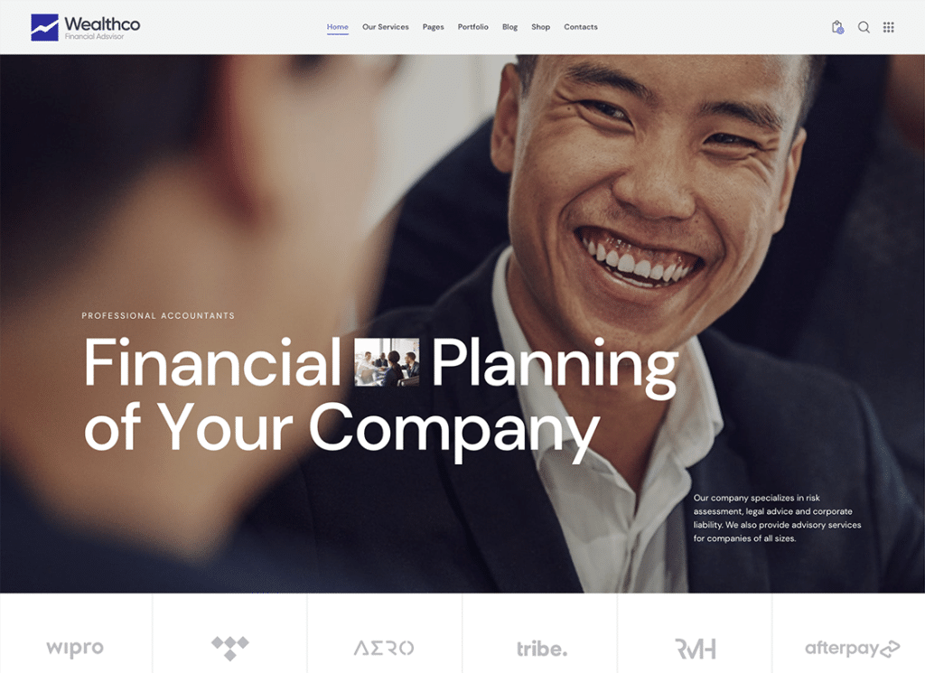 WealthCo - ビジネスおよび金融コンサルティングの WordPress テーマ