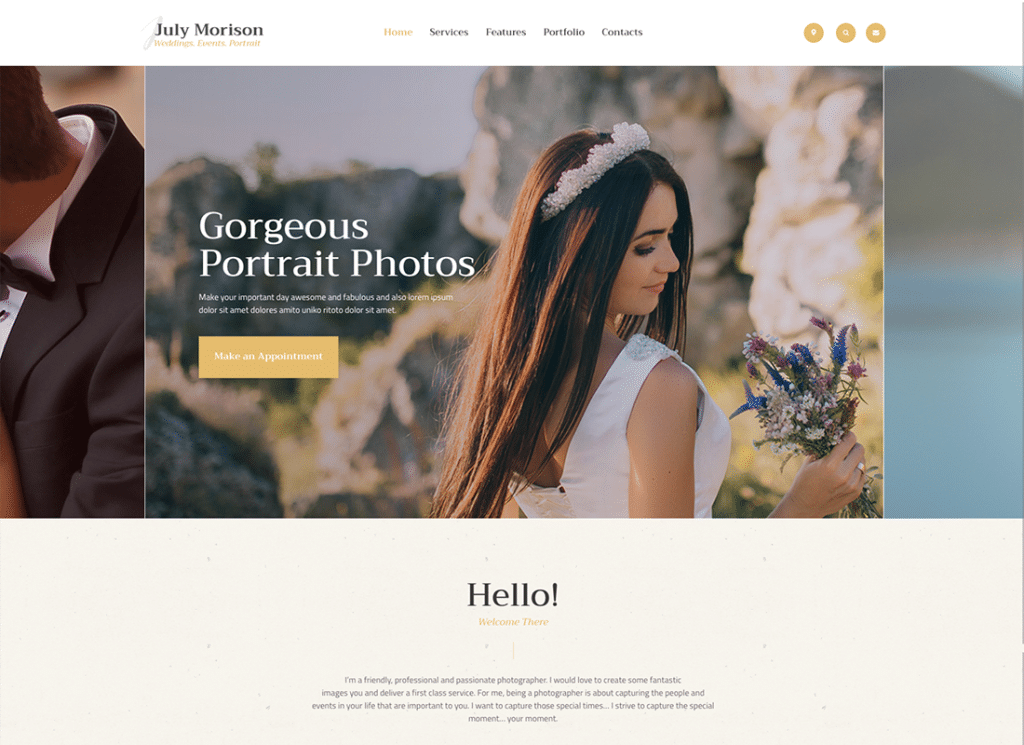 Juli Morison – WordPress-Theme für das Portfolio und den Blog des Eventfotografen