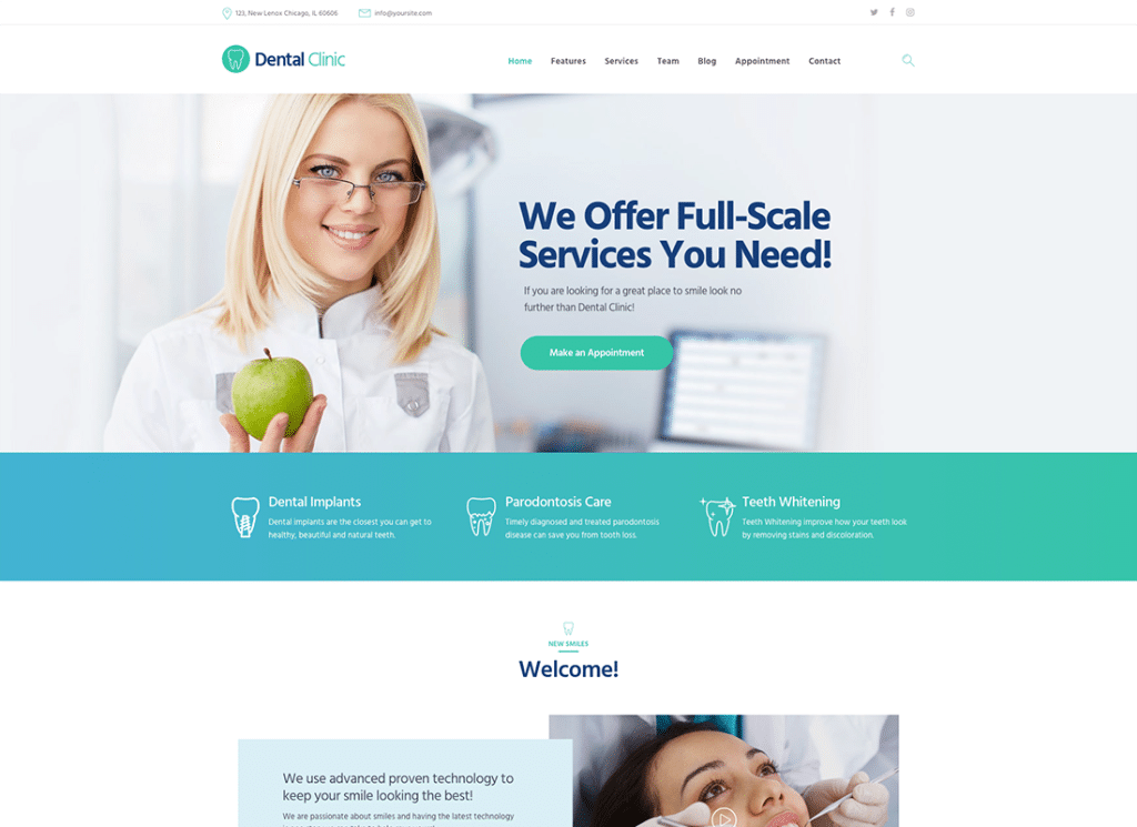 Dental Clinic, Medicine & Healthcare Doctor WordPress 主题