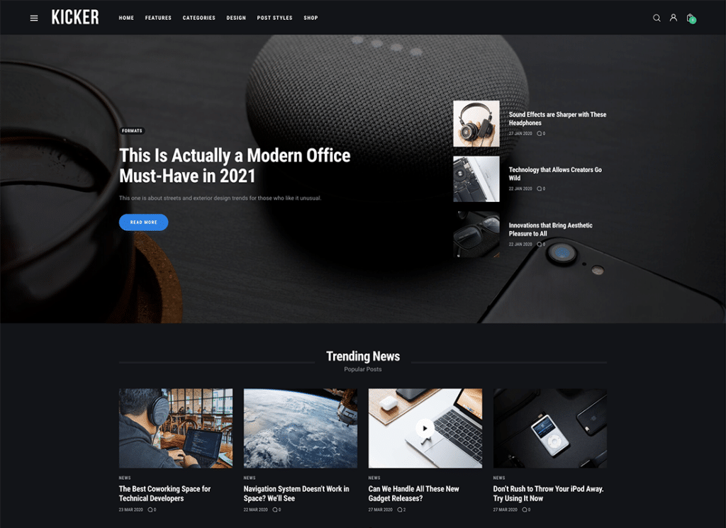 Kicker - ธีม WordPress ของนิตยสารบล็อกอเนกประสงค์