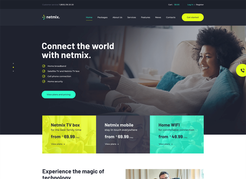 Netmix - Geniş Bant ve Telekom İnternet Sağlayıcı WordPress Teması