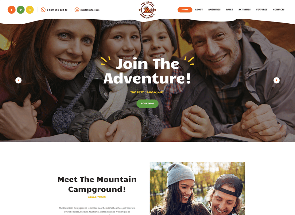 The Mounty - Hiking Campground & Children Camping WordPress テーマ