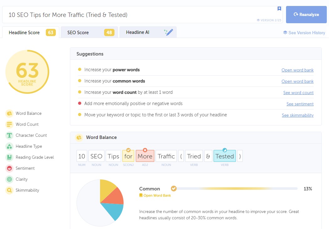 CoSchedule Headline Analyzer