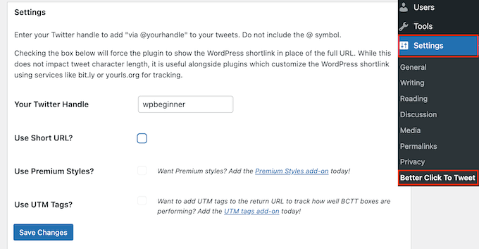 Configuring the Better Click to Tweet WordPress plugin