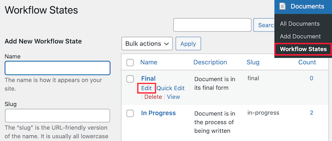 Customize existing workflow states