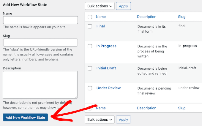 Add new workflow state