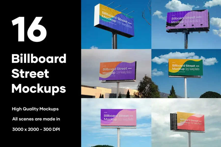 16 мокапов Billboard Street — PSD —