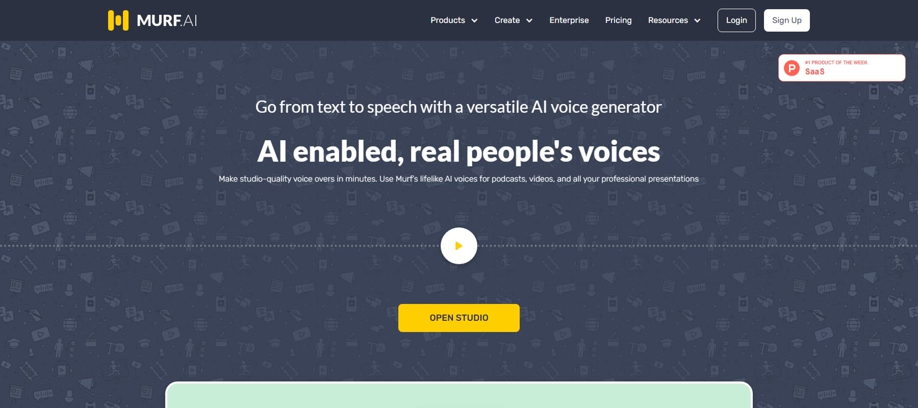 Murf beste Text-to-Speech-Tools - Homepage April 2023