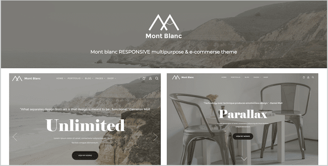 Die meisten Blanc-Theme-Website-Vorschau einer einseitigen Business-Website