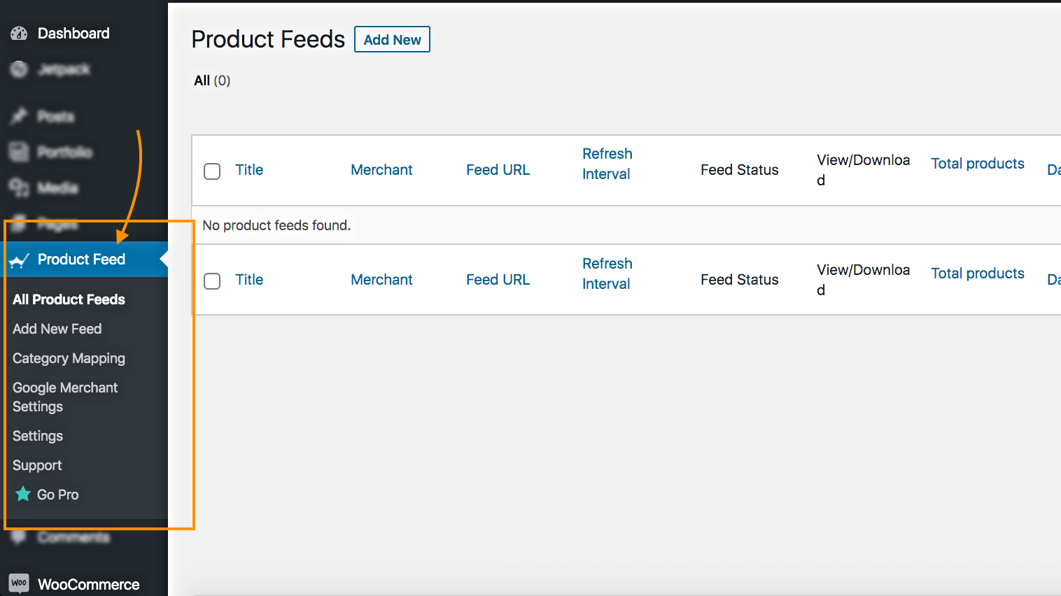 Menú de alimentación del producto después de la instalación y activación (título del producto)