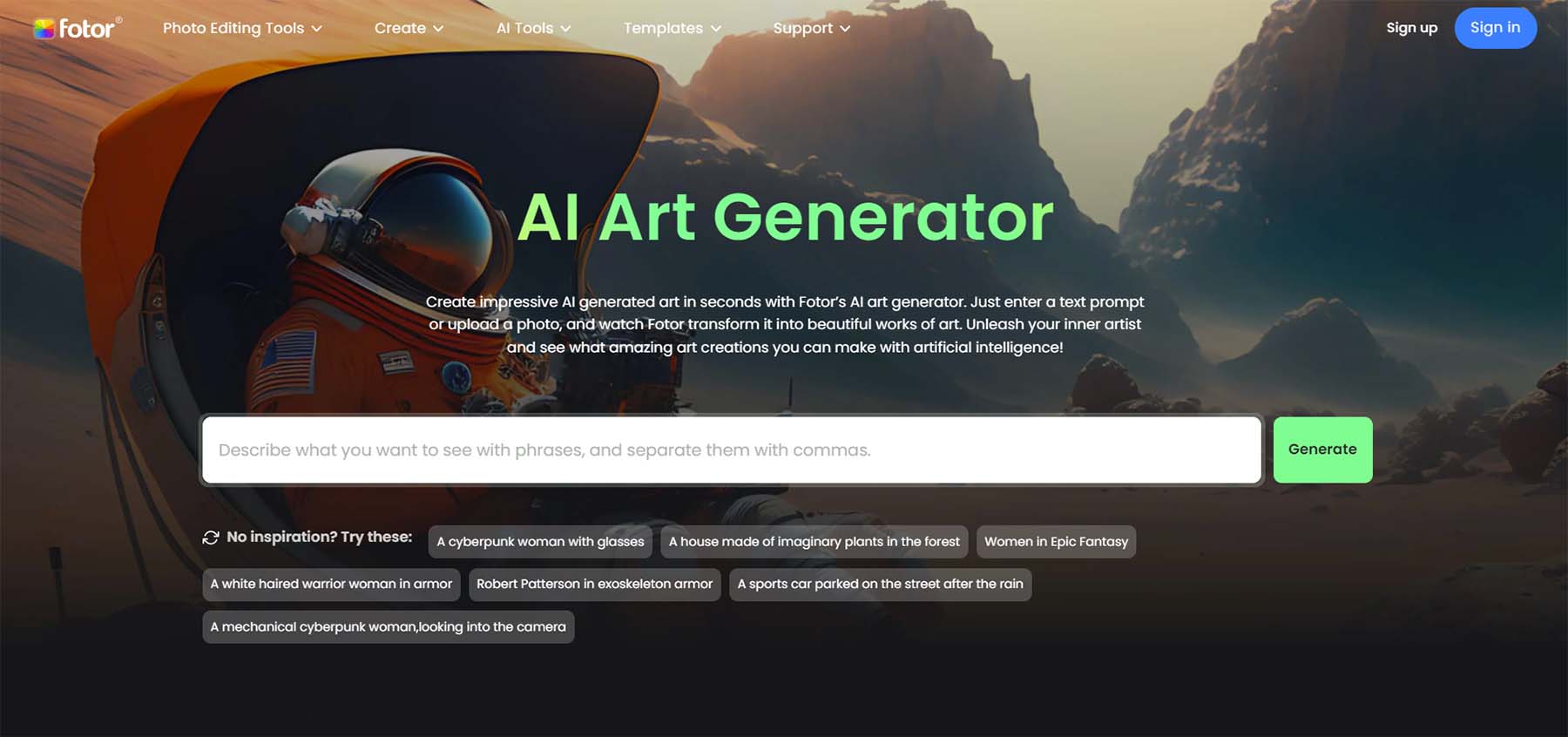 Fotor Photo AI Art Generator. مولد فن الصور AI