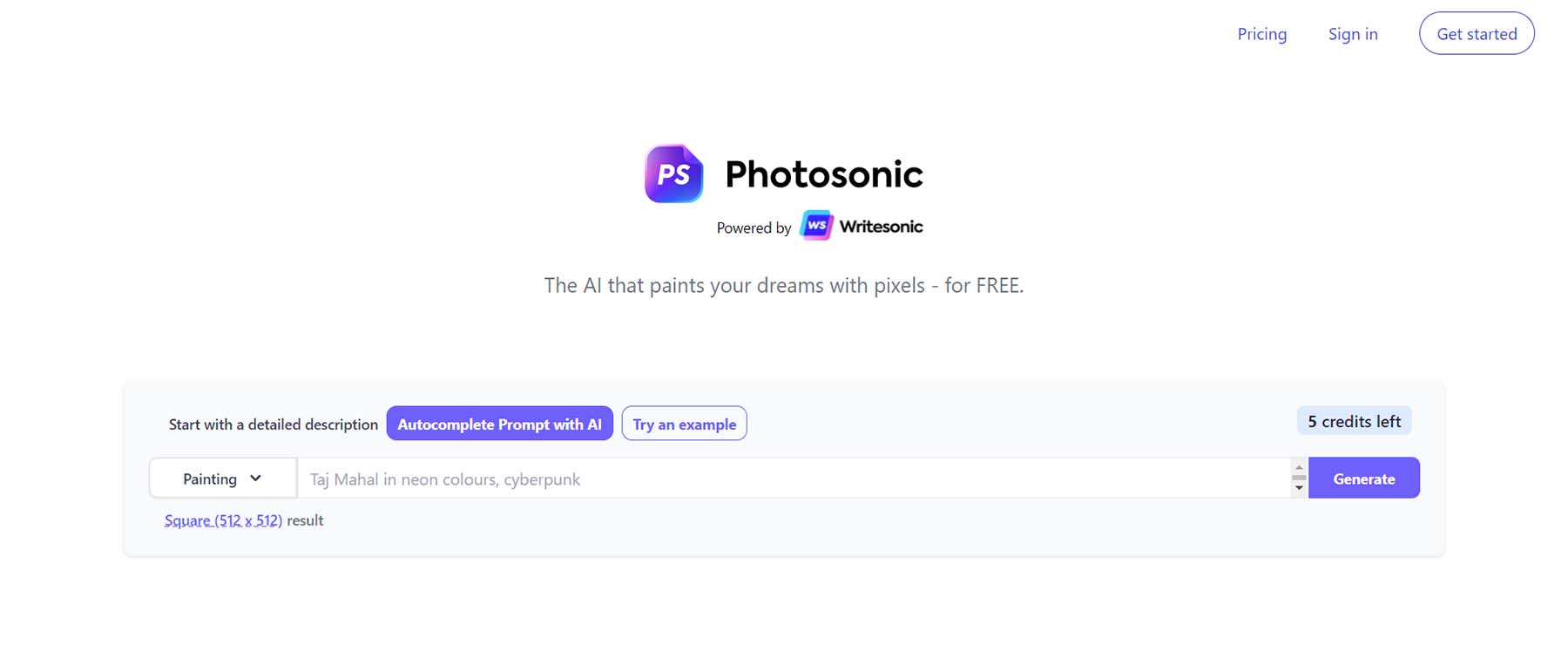 PhotoSonic Art AI ジェネレーター