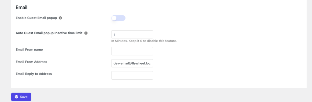 A screenshot of  email settings