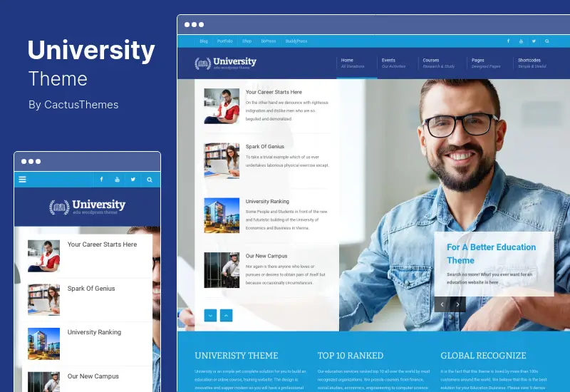 Tema universitario: tema de WordPress para educación, eventos y cursos