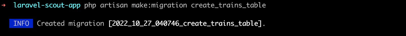 create_trains_table adlı bir geçiş yapma