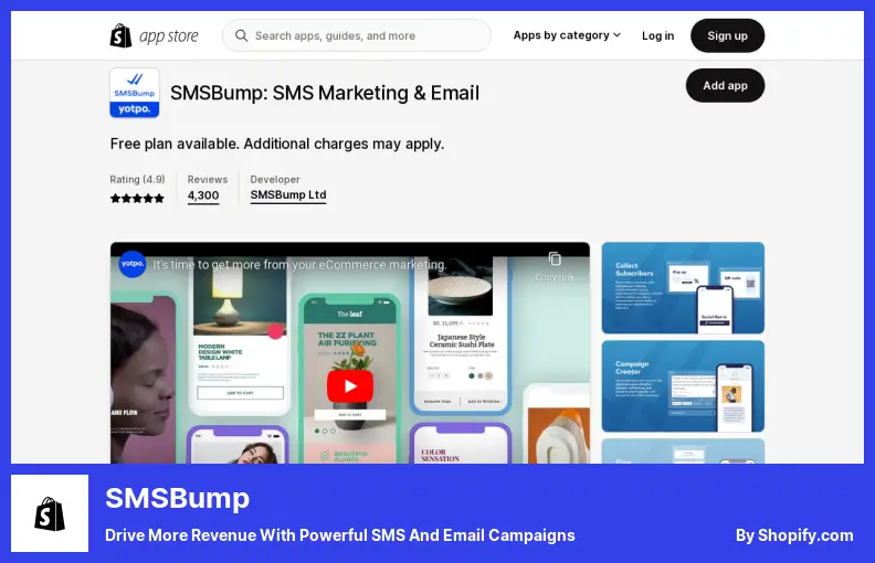 SMSBump: genere más ingresos con potentes campañas de SMS y correo electrónico