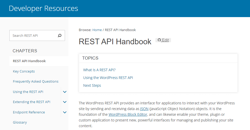 WordPress REST API 핸드북.