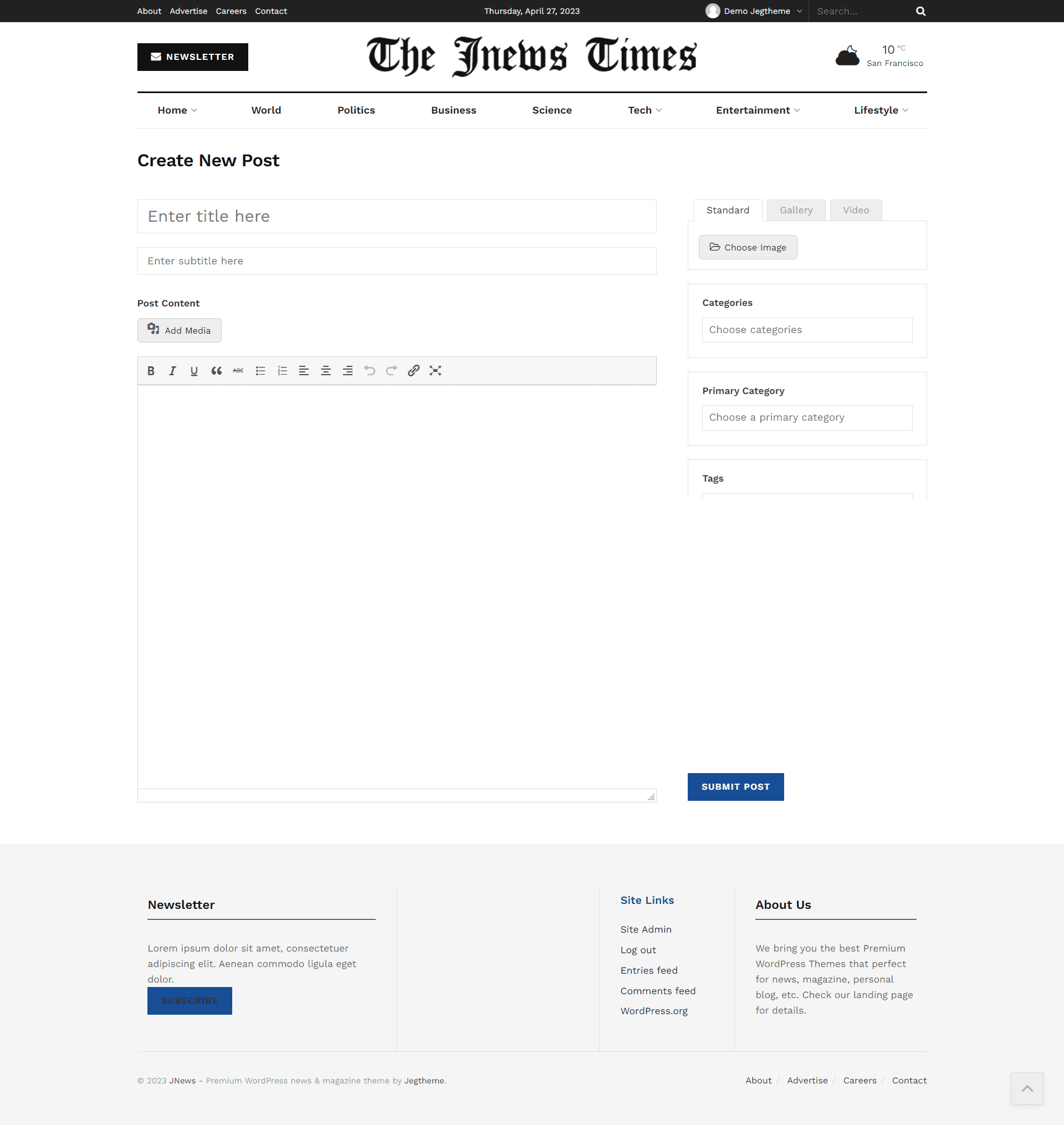 JNews 前端编辑提交