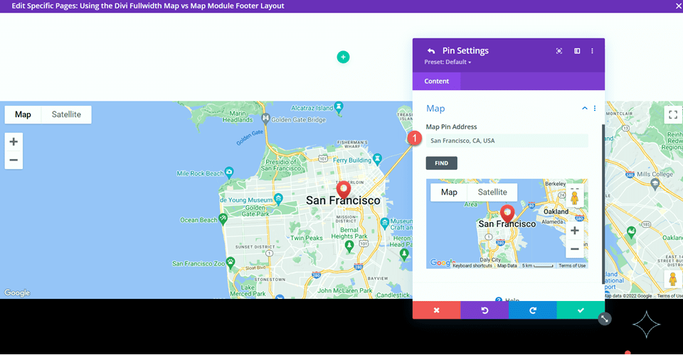 Divi 全角地图 VS 地图模块 地图引脚地址