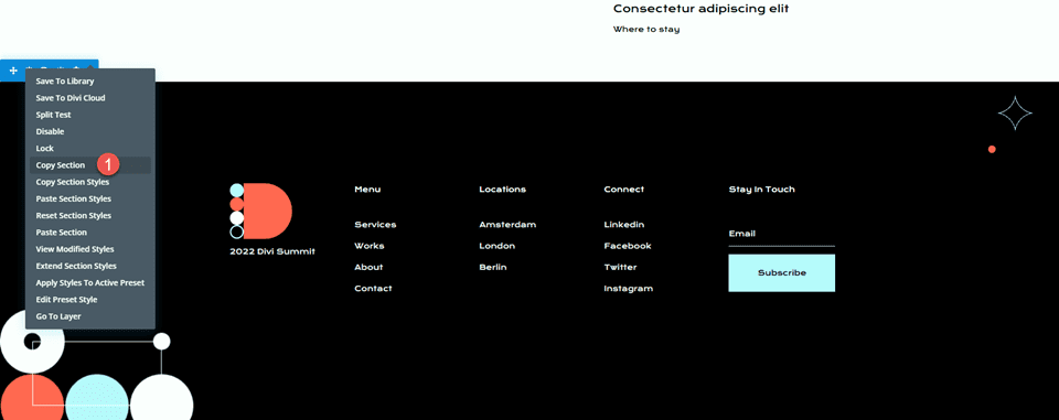 Divi 全角地图 VS 地图模块复制页脚