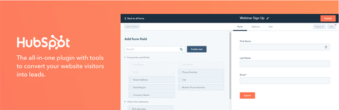 contact form builder hubspot leadin wordpress 插件營銷人員喜歡