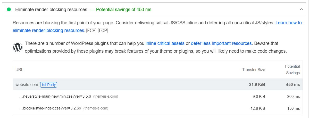 PageSpeed Insights レポート