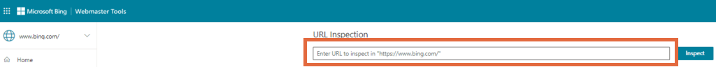 Le formulaire d'inspection d'URL dans Bing Webmaster Tools