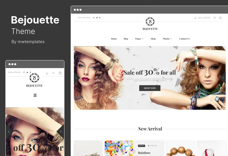 Bejouette-Theme – handgefertigtes Schmuck-Designer-WordPress-Theme