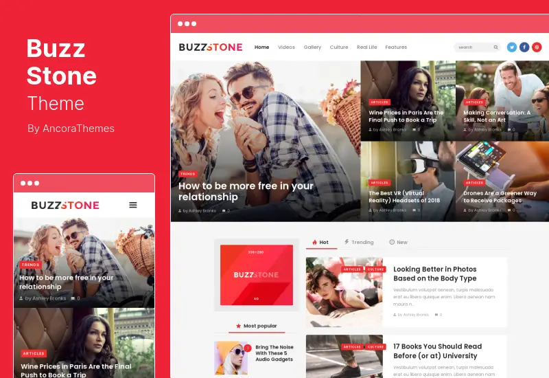 Tema Buzz Stone - Tema WordPress de revista e blog viral