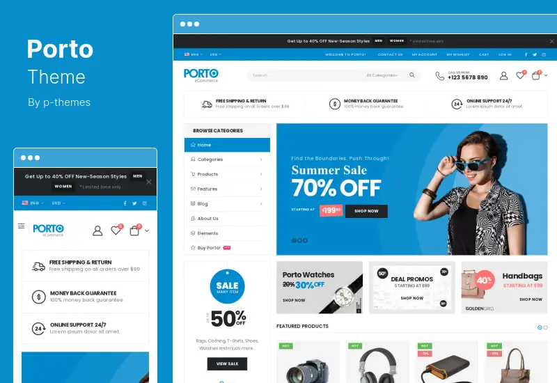 ธีม Porto - ธีมอเนกประสงค์ & WooCommerce