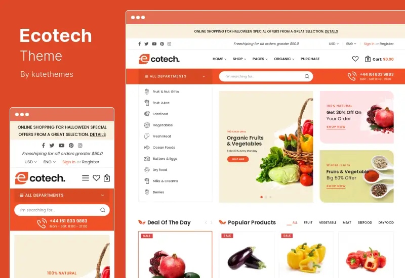 Ecotech 主题 - 有机、食品、多用途 WooCommerce 主题