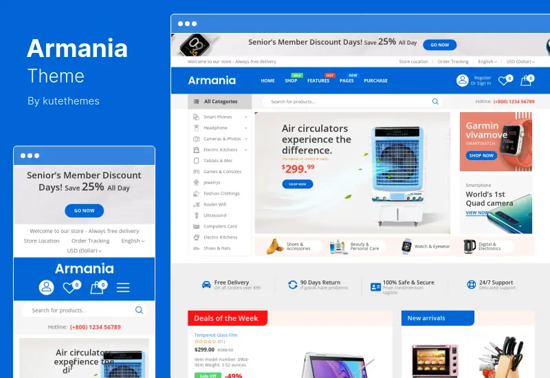 Tema Armania - Moda, Mobilier, Organic, Alimente Multifunctional Elementor WooCommerce Theme