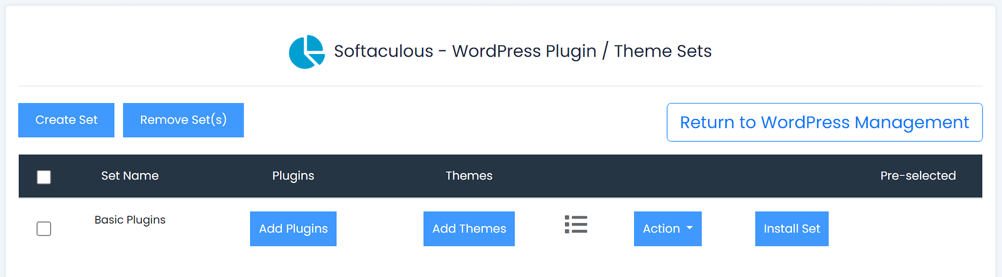 Plugin-Sets in cPanel erstellen.