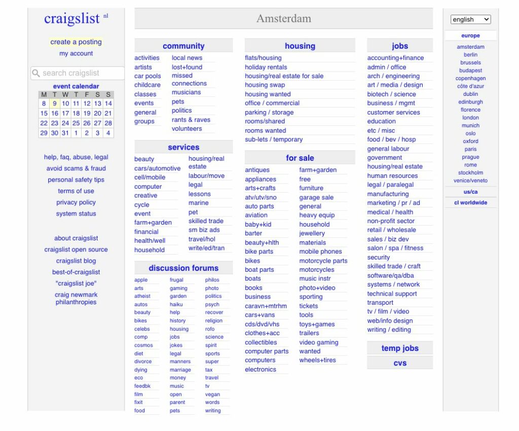 Craiglist-Homepage