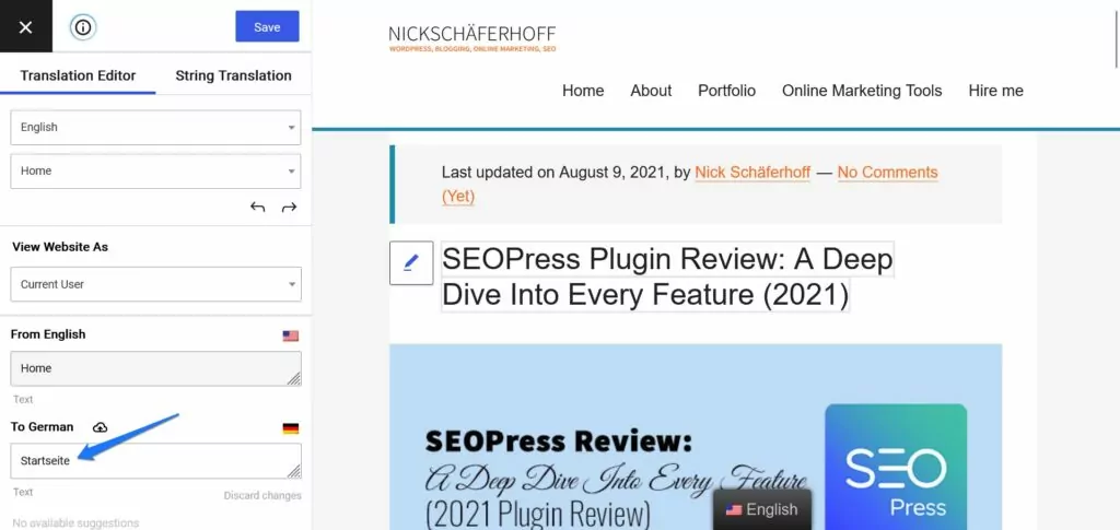 Automatische Übersetzungsvorschläge in TranslatePress