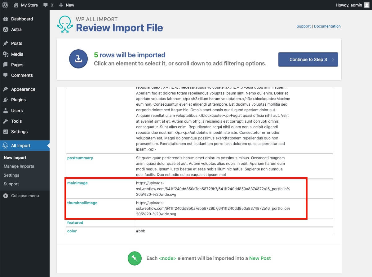 Imaginile nu sunt importate în WordPress din webflow