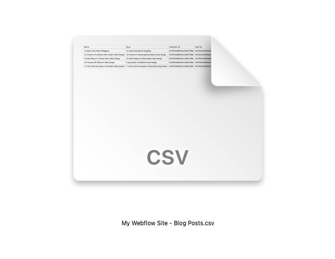 Webflow からの CSV ファイル