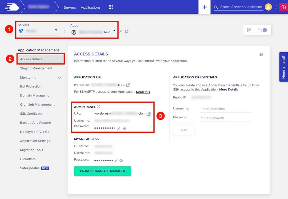 Inicie sesión en la instalación de WordPress desde cloudways