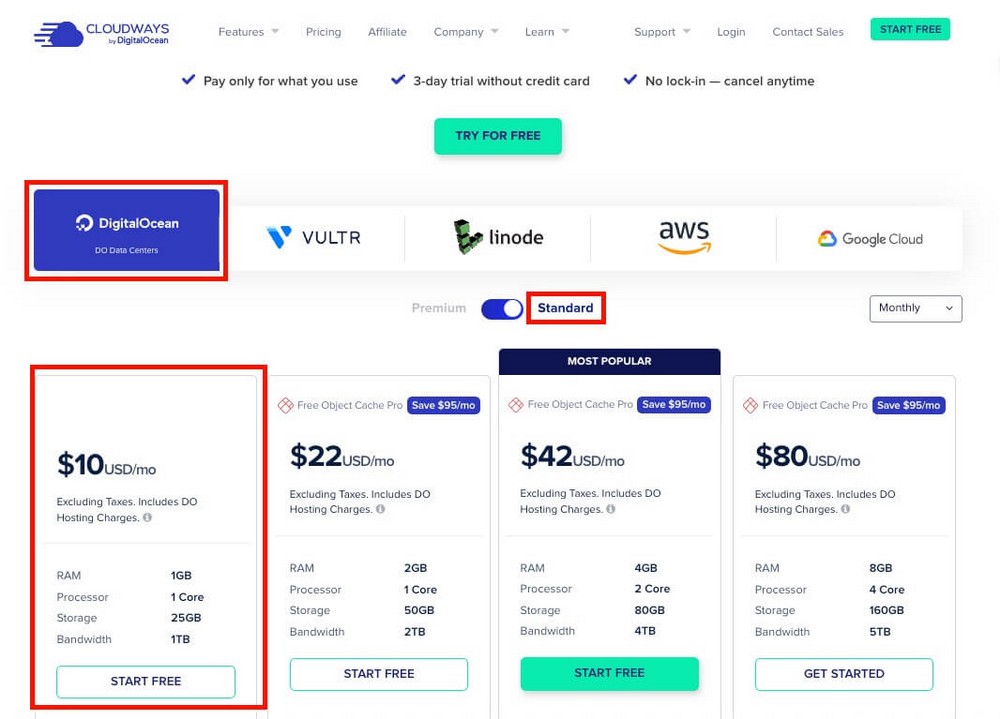 แผน Cloudways