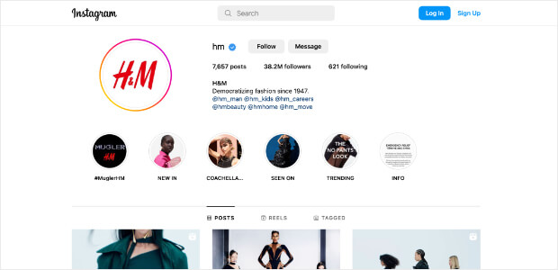 h & m instagram الصفحة