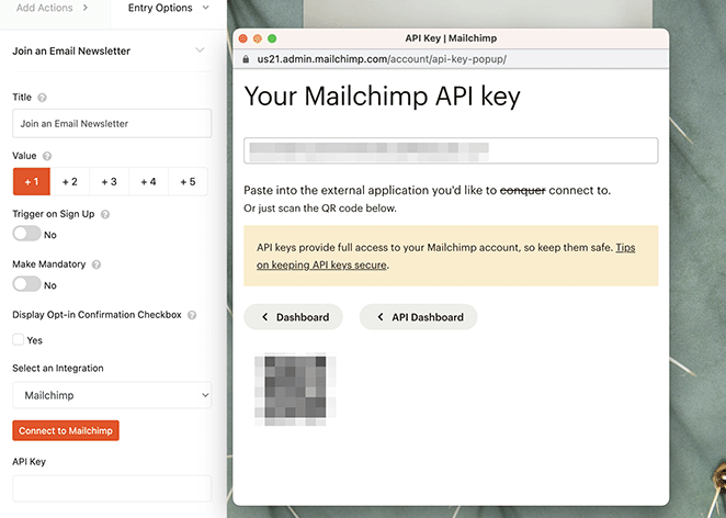 RafflePress mailchimp api key