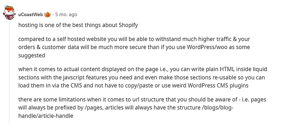 Ulasan Shopify menurut Reddit.