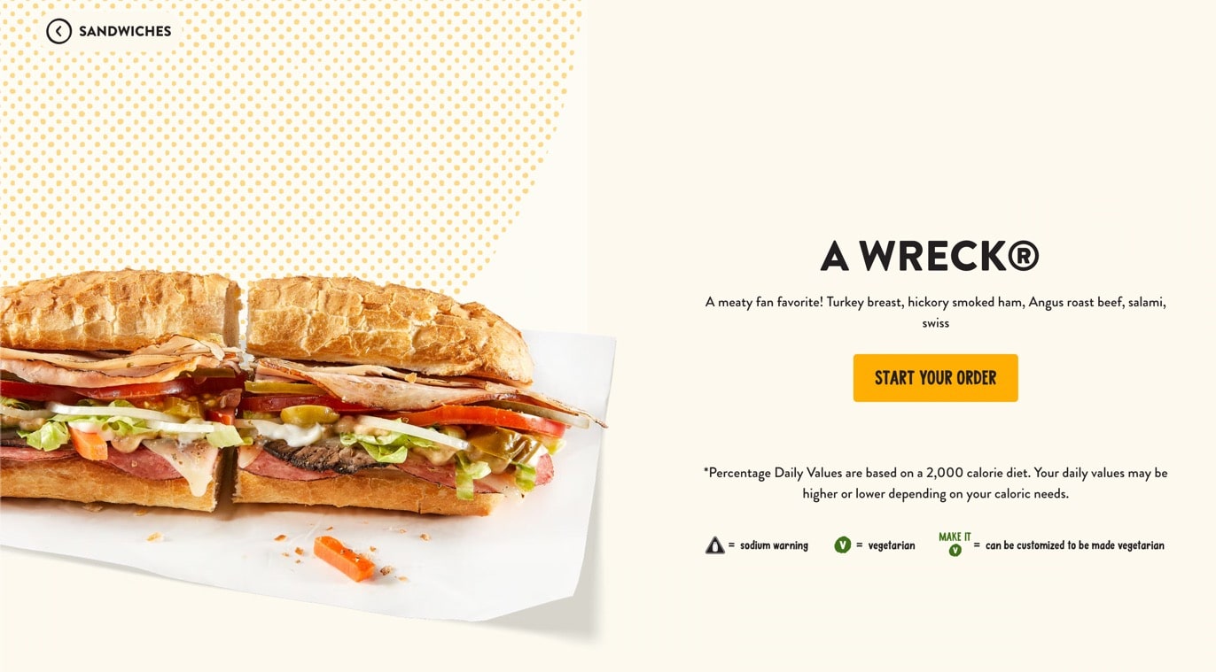 une page de sandwich Potbelly