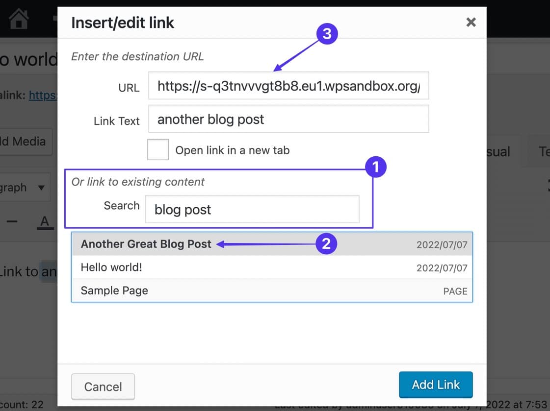 fenêtre contextuelle avec section de recherche