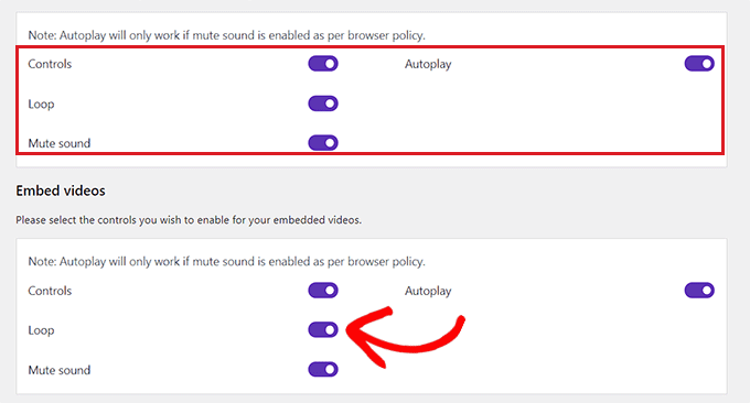 Toggle the controls switch