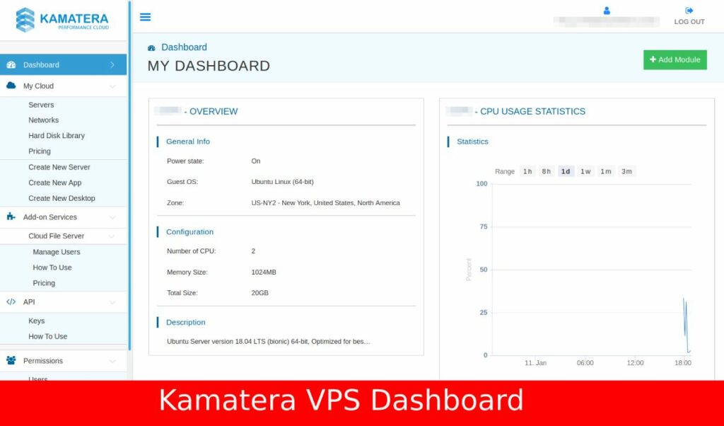 Kamater 非托管 VPS 仪表板