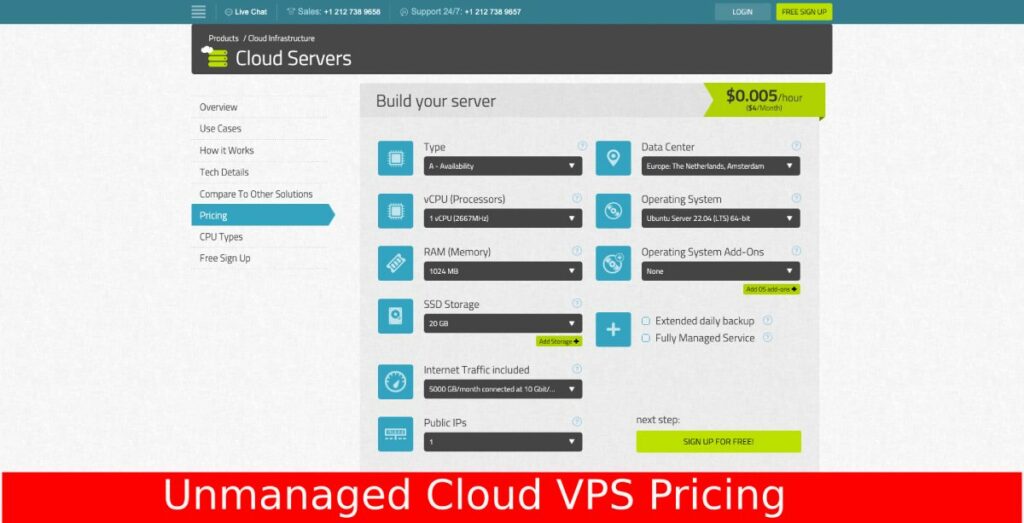 Precios del VPS no administrado de Kamatera