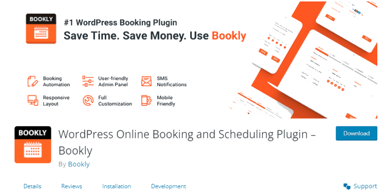 ภาพหน้าจอของหน้าดาวน์โหลดปลั๊กอิน booky wordpress