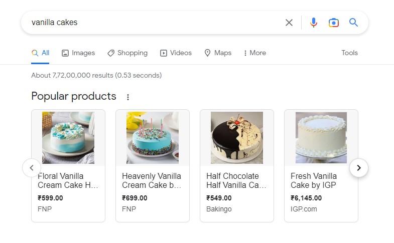 Hasil SERP untuk Kue Vanila